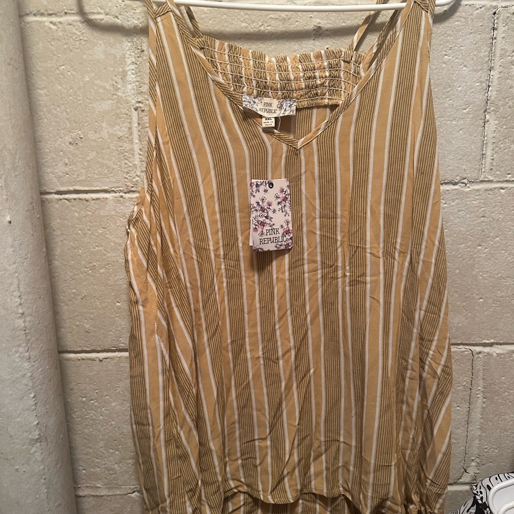 Rubbish Women's Striped Tan Top